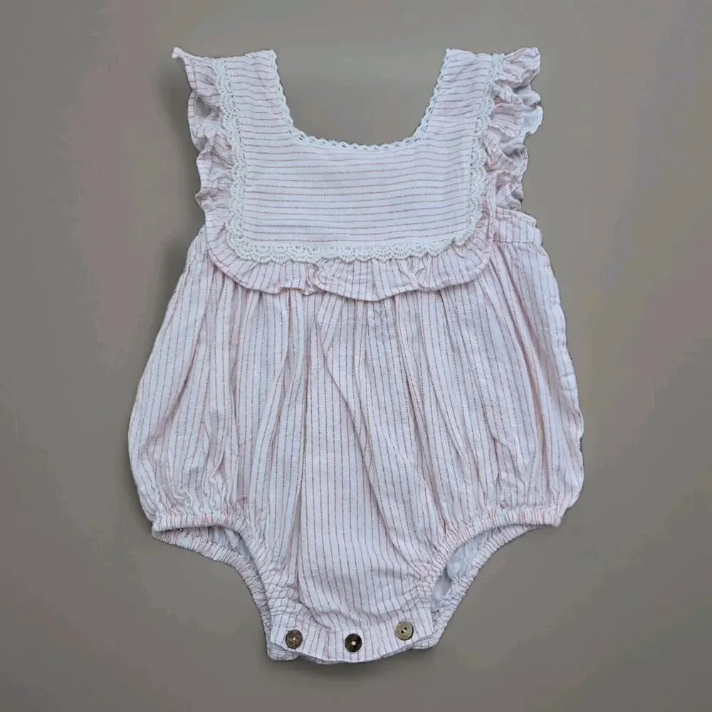 YOBABY INDIA Peach Bubble Lace‎ Overalls 18-24mos